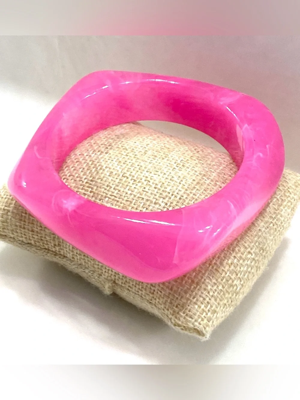 Bright Pink Women's Square-Edge Bangle Bracelet